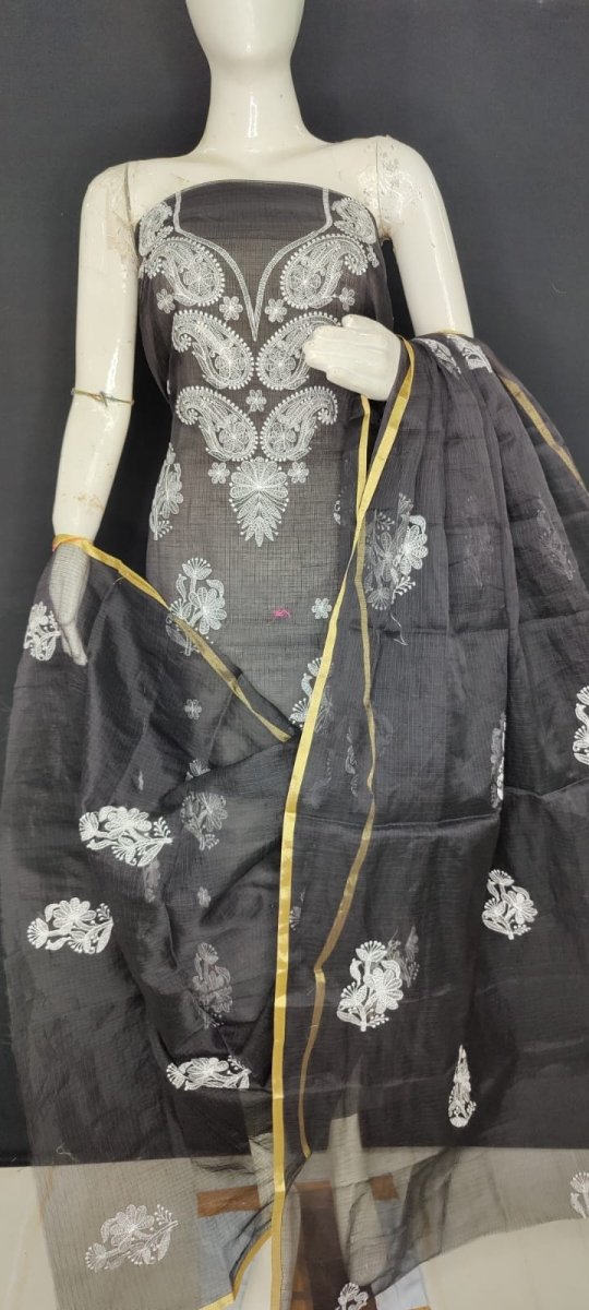 Kota Doria Embroidery Salwar Suit - Leheriya