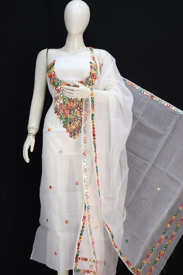 Kota Doria Embroidery Salwar Suit - Leheriya