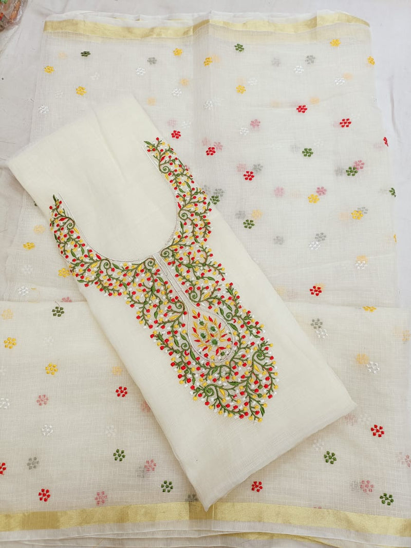 Kota Doria Embroidery Salwar Suit - Leheriya