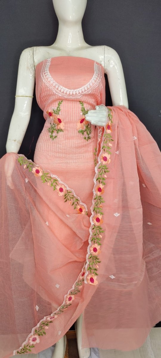 Kota Doria Embroidery Salwar Suit - Leheriya