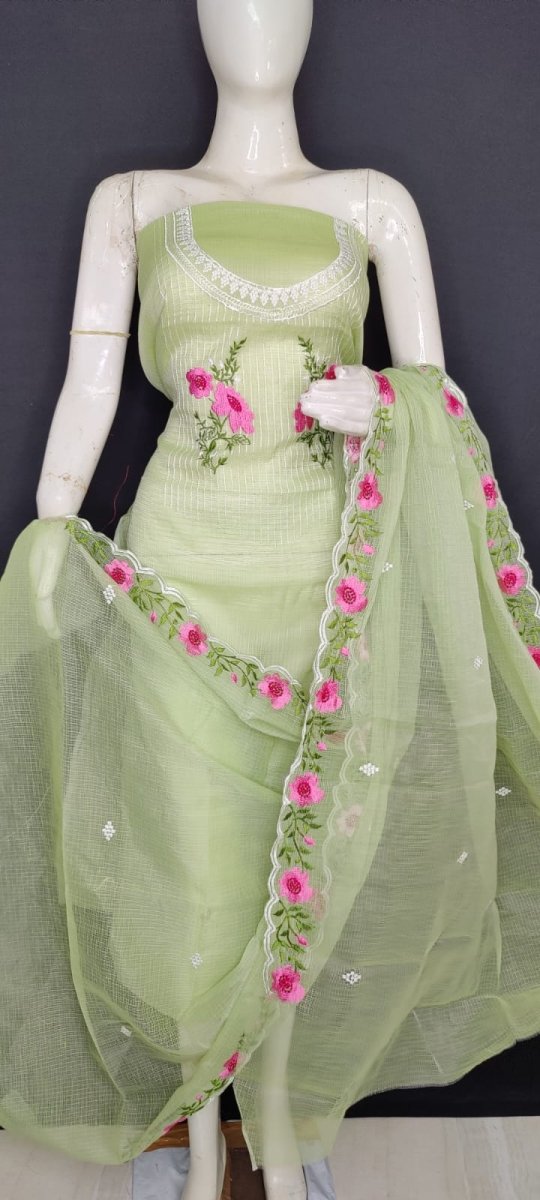 Kota Doria Embroidery Salwar Suit - Leheriya