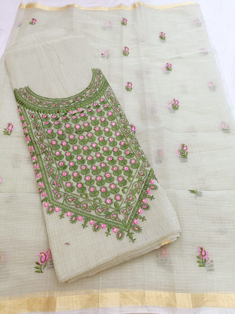 Kota Doria Embroidery Suit with Gota Work - Leheriya