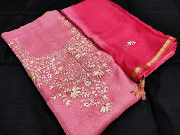 Kota Doria Pure Silk Salwar Suit with Hand Pittan Work - Leheriya