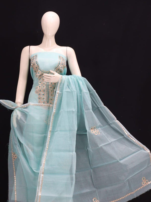 Kota Doria Salwar Suit with Gota Patti Work - Leheriya