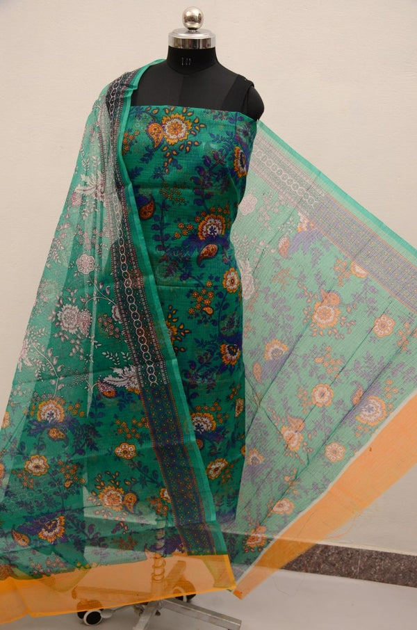 Kota Doria Screen Printed 3 pc Salwar Suit - Leheriya