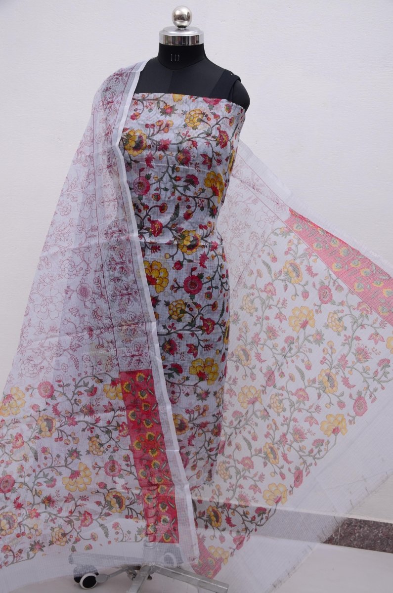 Kota Doria Screen Printed 3 pc Salwar Suit - Leheriya