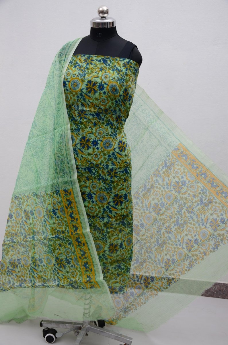 Kota Doria Screen Printed 3 pc Salwar Suit - Leheriya