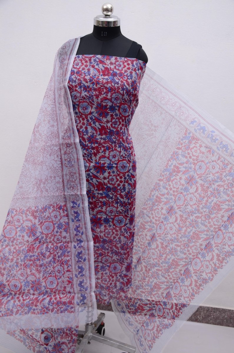 Kota Doria Screen Printed 3 pc Salwar Suit - Leheriya