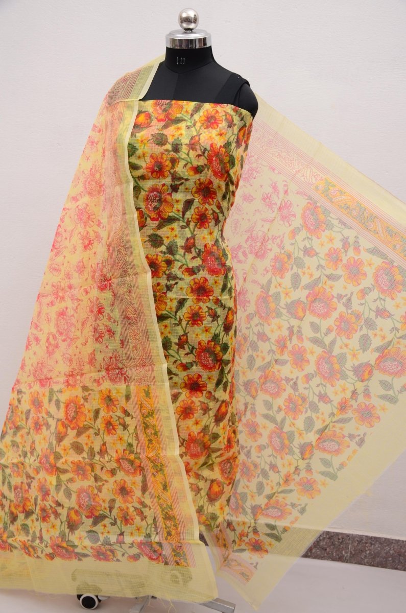 Kota Doria Screen Printed 3 pc Salwar Suit - Leheriya