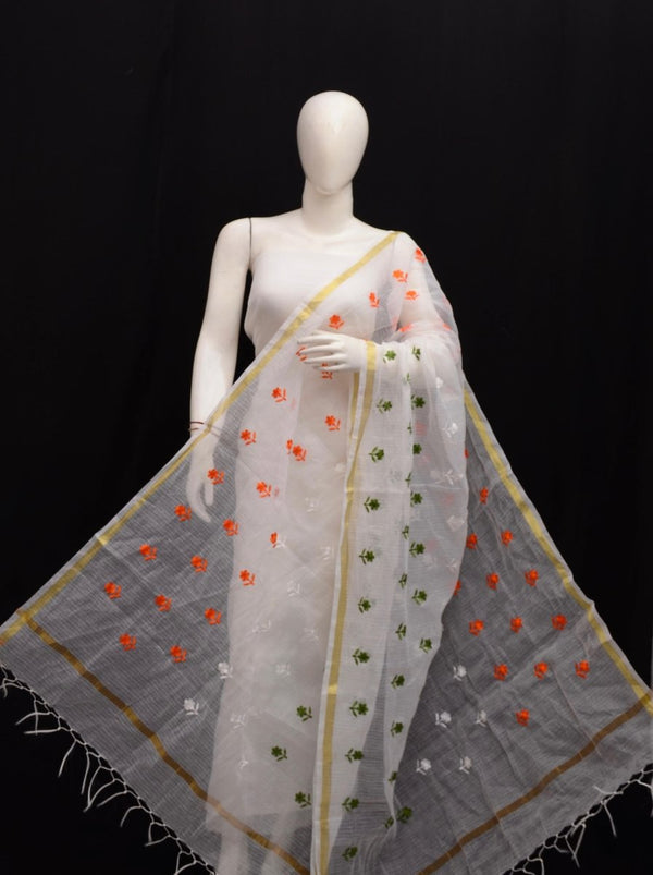 Kota Doria Tiranga Embroidery Work Dupatta - Leheriya