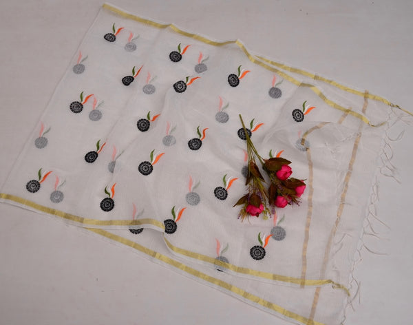 Kota Doria Tiranga Embroidery Work Dupatta - Leheriya