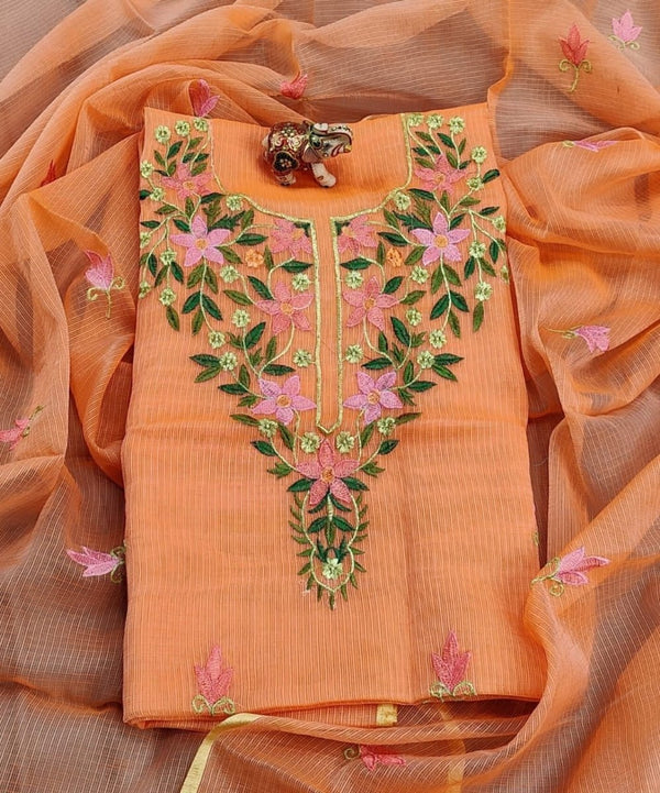 Leheriya Exclusive Premium Quality Kota Doria Embroidered Salwar Suit - Leheriya