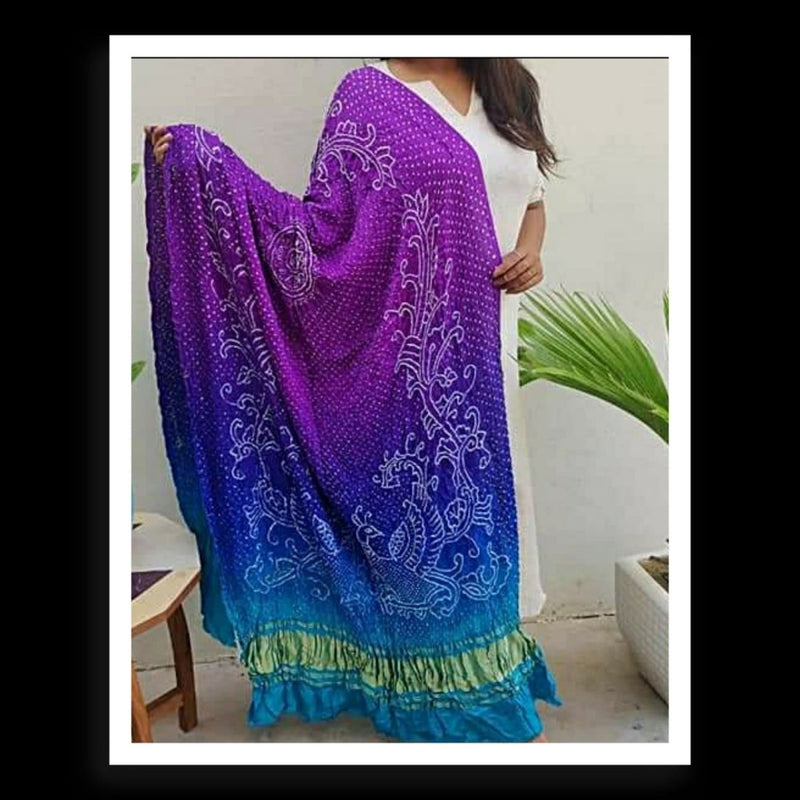 Leheriya Exclusive Pure Gaji Silk Peacock Bandhani Dupatta - Leheriya