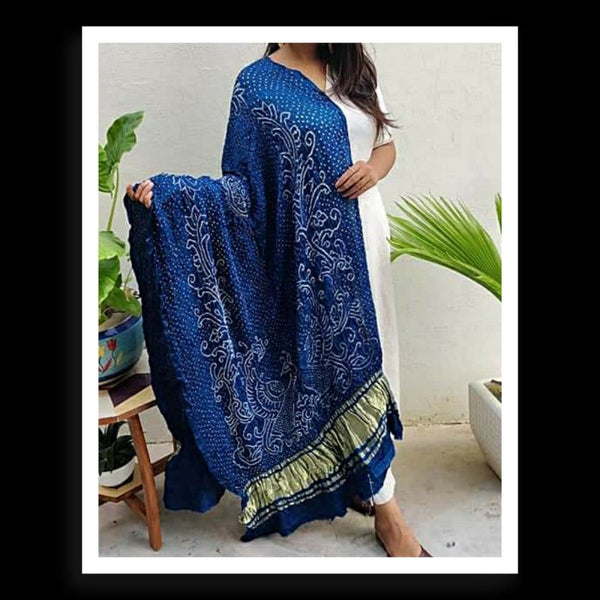 Leheriya Exclusive Pure Gaji Silk Peacock Bandhani Dupatta - Leheriya