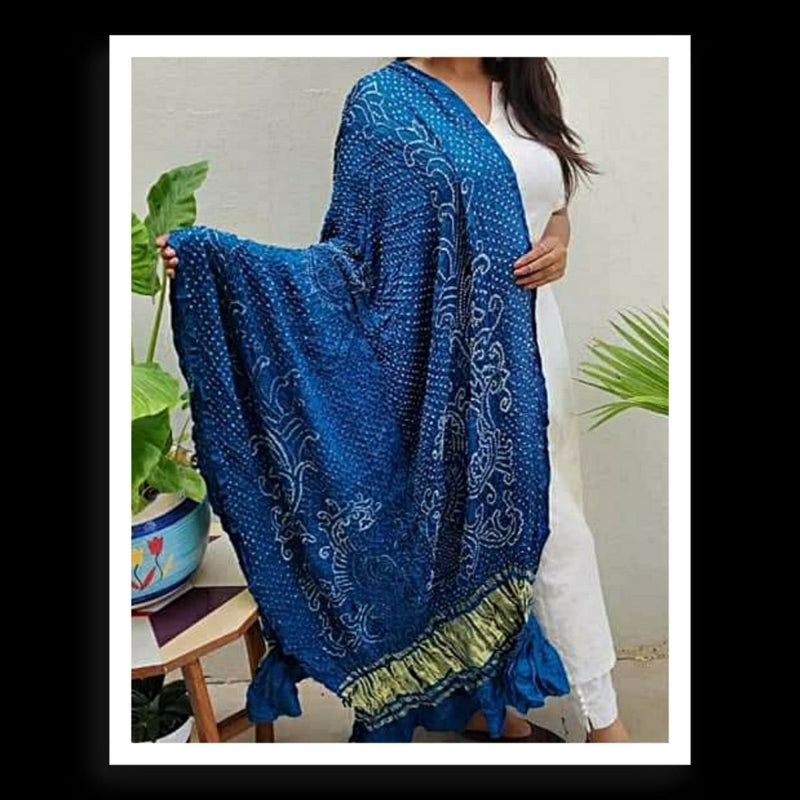 Leheriya Exclusive Pure Gaji Silk Peacock Bandhani Dupatta - Leheriya