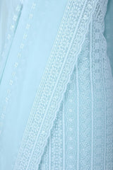 Light Blue Georgette Salwar Suit with All Over Embroidery - Leheriya