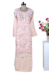 Light Peach Color Muslin Floral Printed Semi Stitched Suit - Leheriya