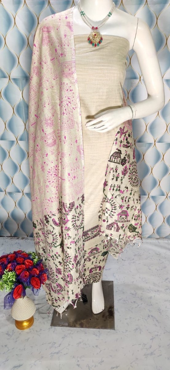 Madhubani Print 3pc Salwar Suit - Leheriya