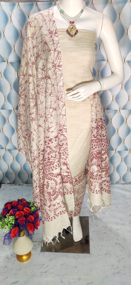 Madhubani Print 3pc Salwar Suit - Leheriya