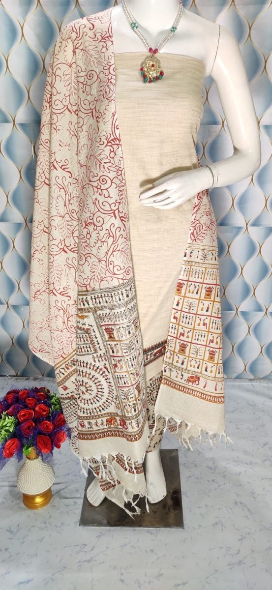 Madhubani Print 3pc Salwar Suit - Leheriya