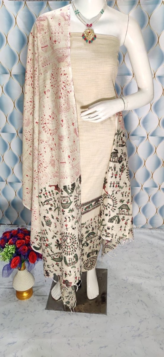 Madhubani Print 3pc Salwar Suit - Leheriya