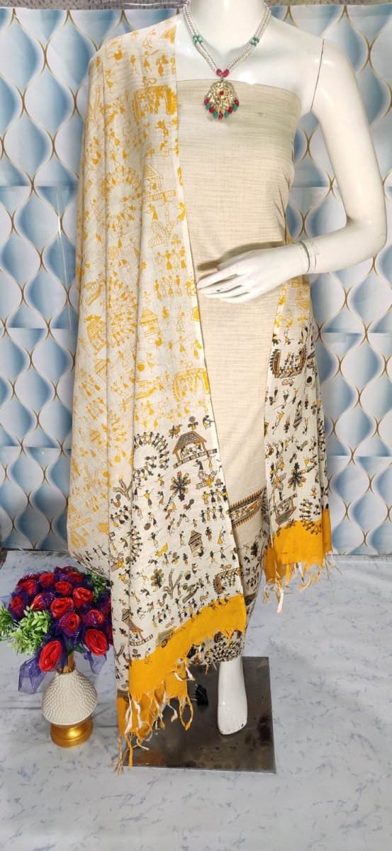 Madhubani Print 3pc Salwar Suit - Leheriya