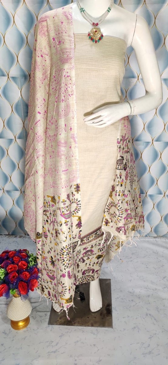 Madhubani Print 3pc Salwar Suit - Leheriya