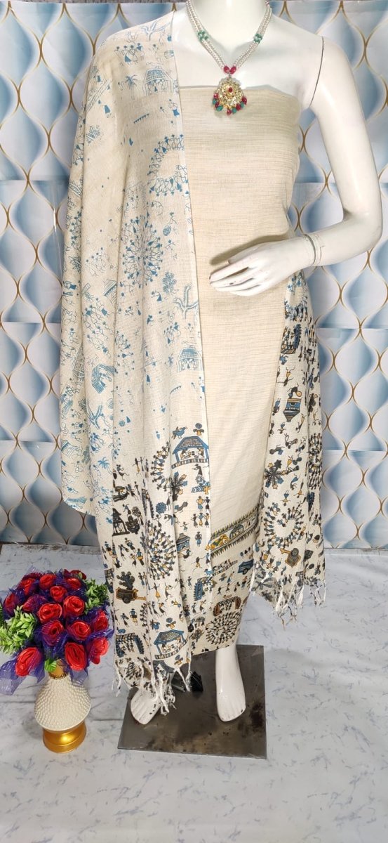 Madhubani Print 3pc Salwar Suit - Leheriya