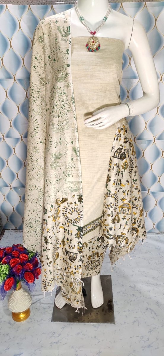 Madhubani Print 3pc Salwar Suit - Leheriya