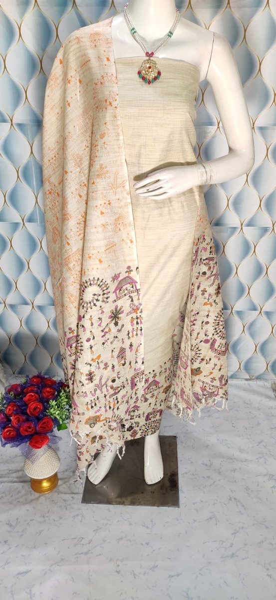 Madhubani Print 3pc Salwar Suit - Leheriya