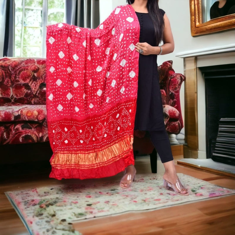 Modal Silk Bandhani Dupatta - Leheriya