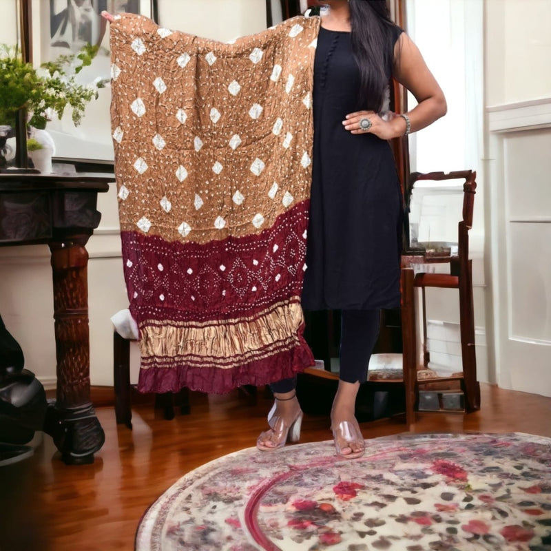 Modal Silk Bandhani Dupatta - Leheriya