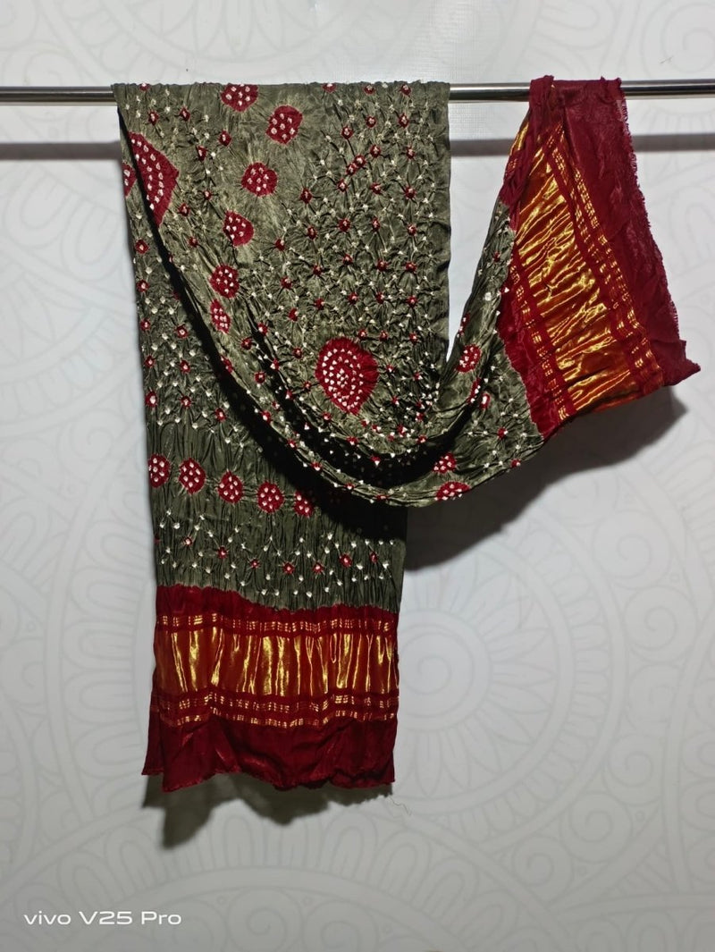 Modal Silk Bandhani Dupatta | Ebony | - Leheriya