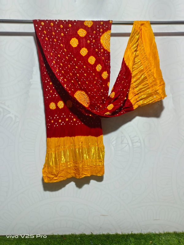 Modal Silk Bandhani Dupatta | Red | - Leheriya