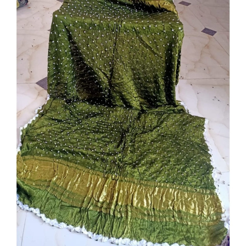 Modal Silk Bandhani Dupatta with Silk Tissue Pallu - Leheriya