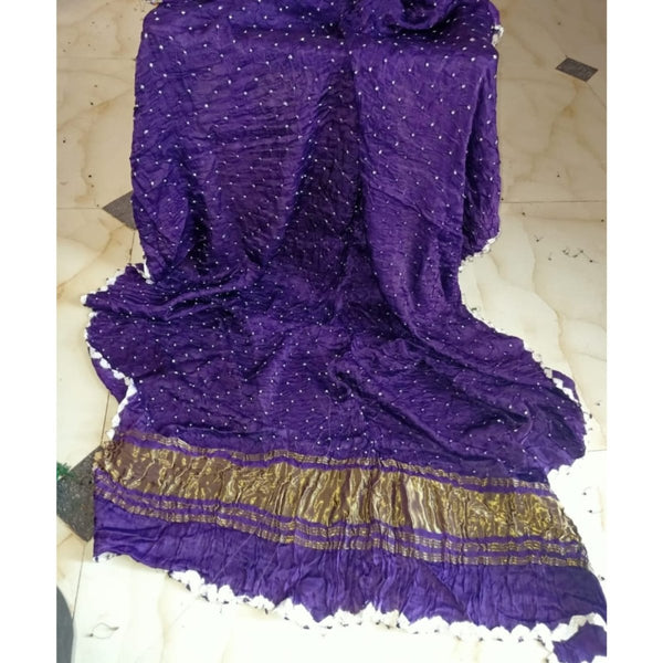 Modal Silk Bandhani Dupatta with Silk Tissue Pallu - Leheriya