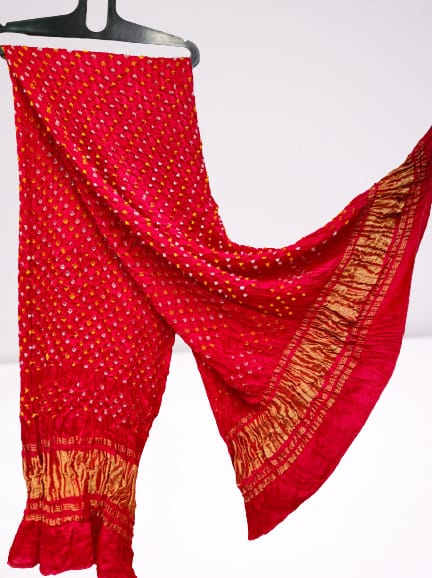 Modal Silk Bandhani Dupatta with Silk Tissue Pallu - Leheriya