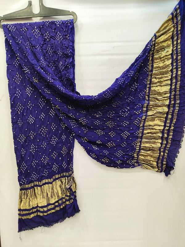 Modal Silk Hand Made Bandhani Dupatta with Silk Tissue Pallu - Leheriya