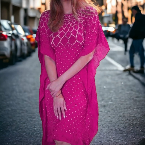 Modal Silk Kaftan | Hot Pink | - Leheriya