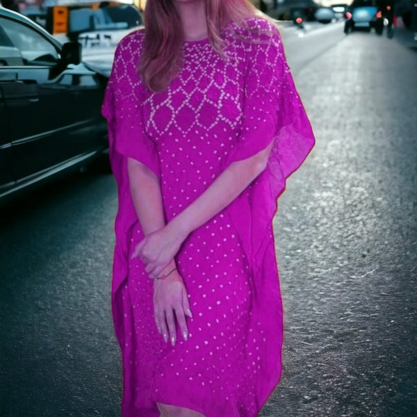 Modal Silk Kaftan | Pink | - Leheriya