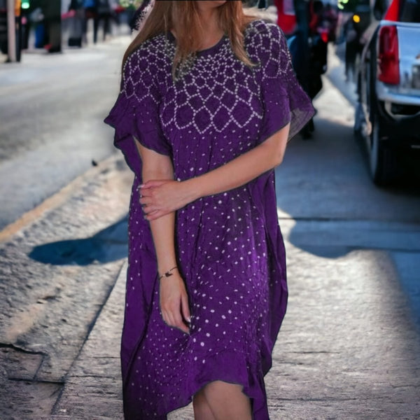 Modal Silk Kaftan | Purple | - Leheriya