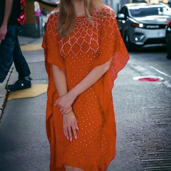 Modal Silk Kaftan | Rusty Orange | - Leheriya