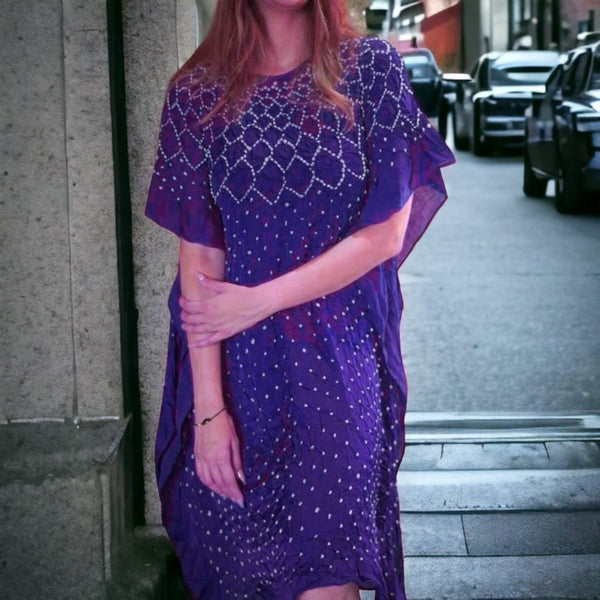 Modal Silk Kaftan | Violet | - Leheriya