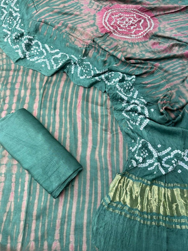 Modal Silk Tie & Dye 3pc Salwar Suit - Leheriya