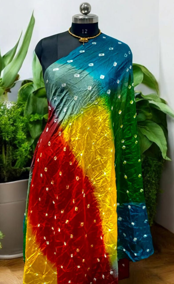 Multicolor Bandhani Art Silk Premium Quality Dupatta - Leheriya