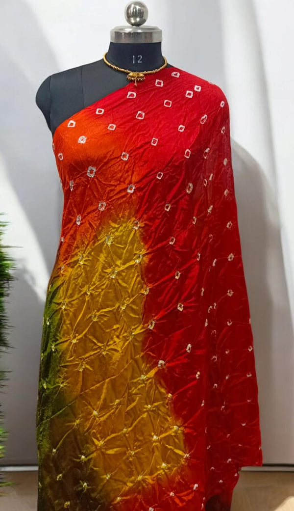 Multicolor Bandhani Art Silk Premium Quality Dupatta - Leheriya