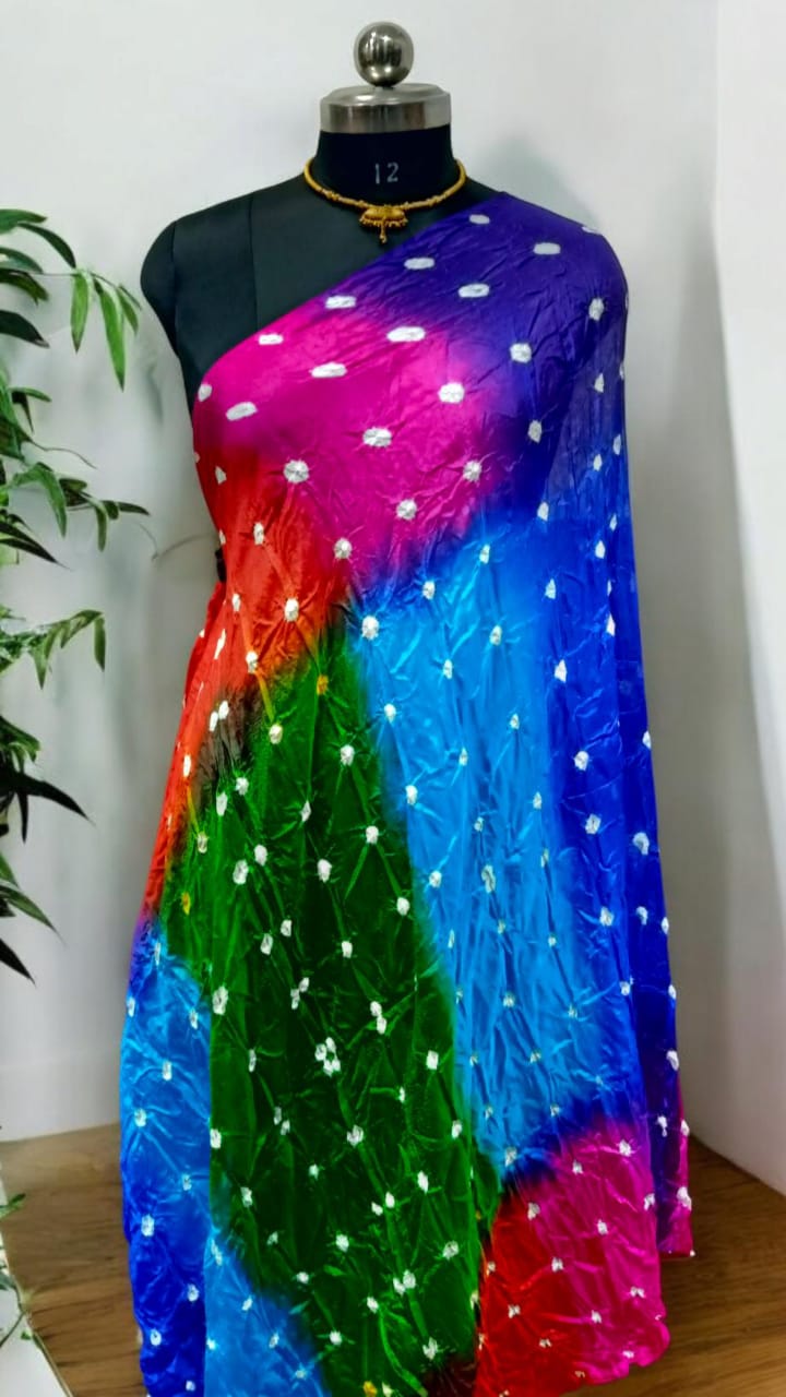 Multicolor Bandhani Art Silk Premium Quality Dupatta - Leheriya