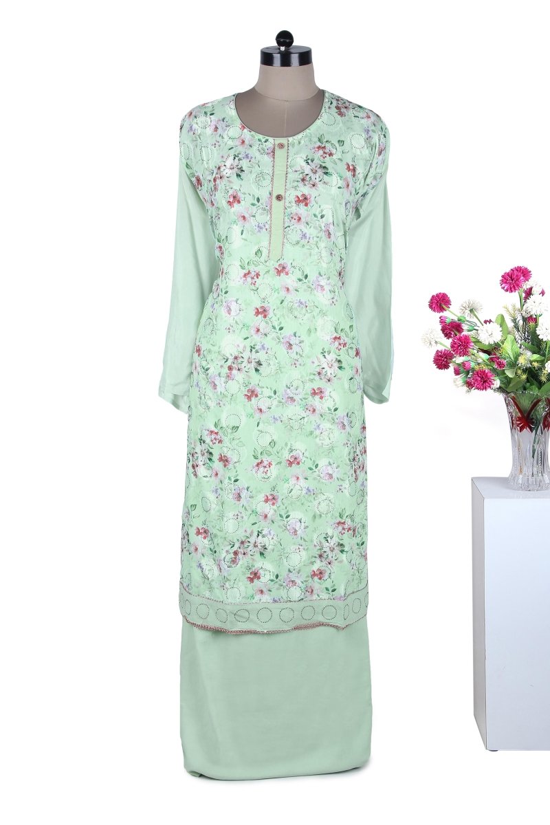 Muslin Floral Printed Semi Stitched Suit - Leheriya