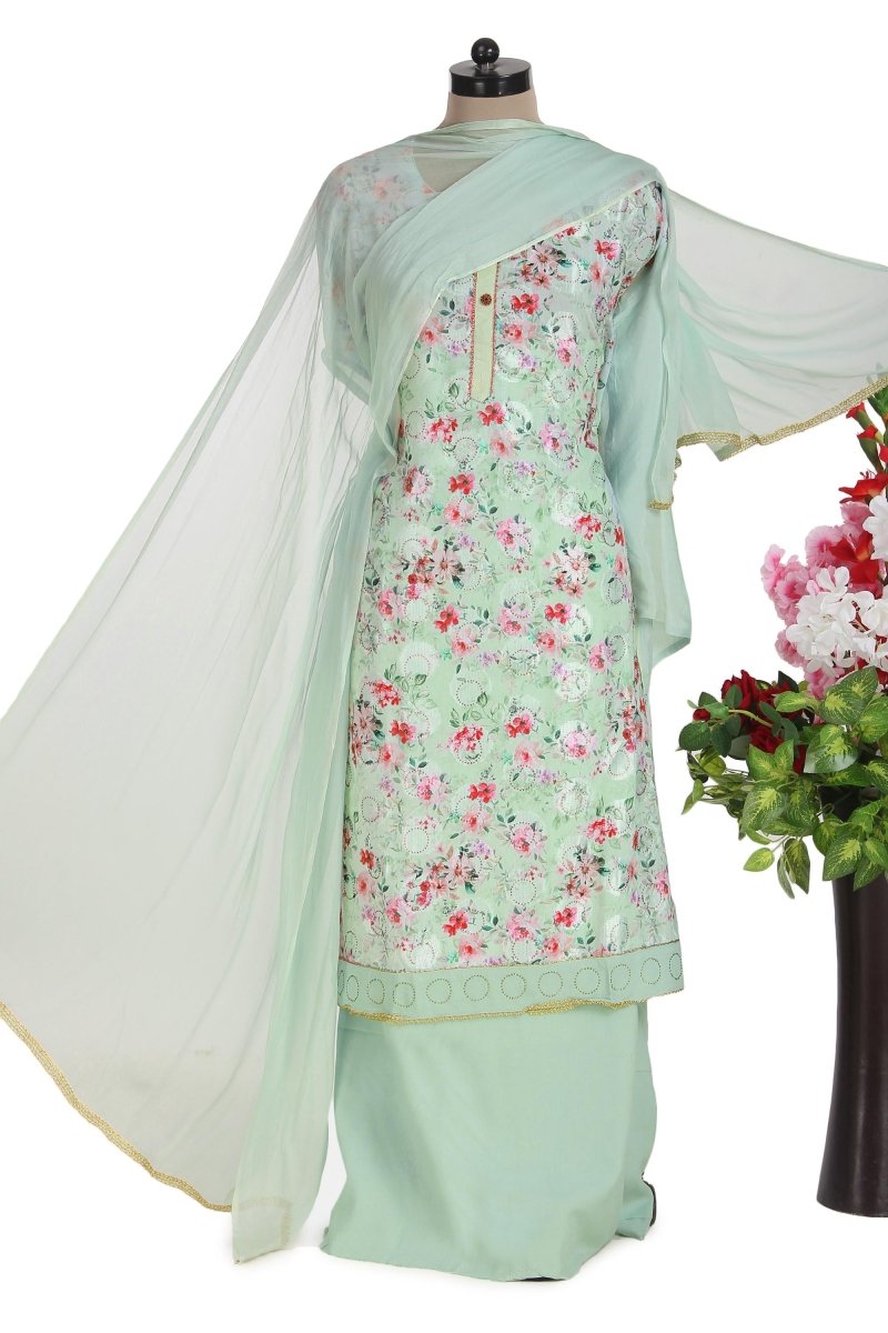 Muslin Floral Printed Semi Stitched Suit - Leheriya