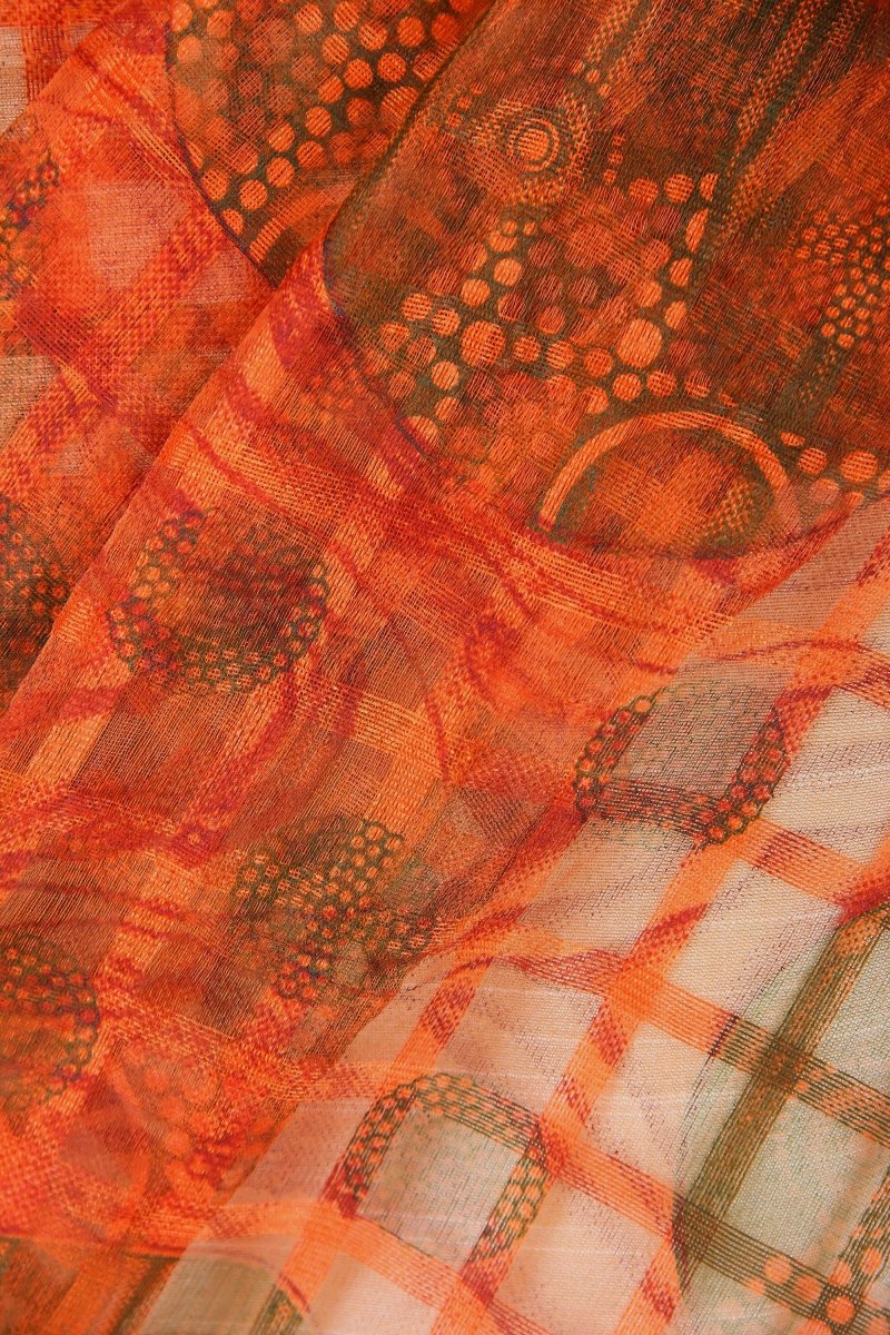 Orange Digital Print Silk Blend Dupatta - Leheriya